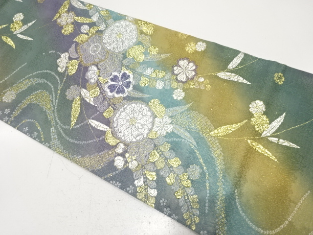 辻ヶ花吹雪文様織り出し　振袖用丸帯